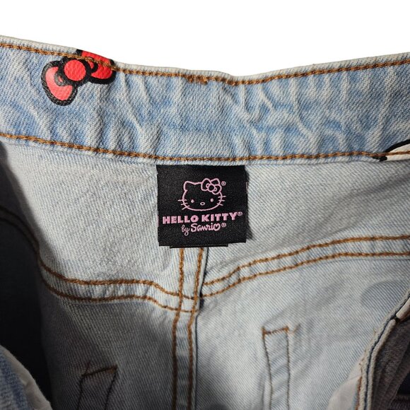 Hello Kitty Womens Embroidered Jeans With Apple & Flower Design Size M Light Blu - Picture 5 of 5